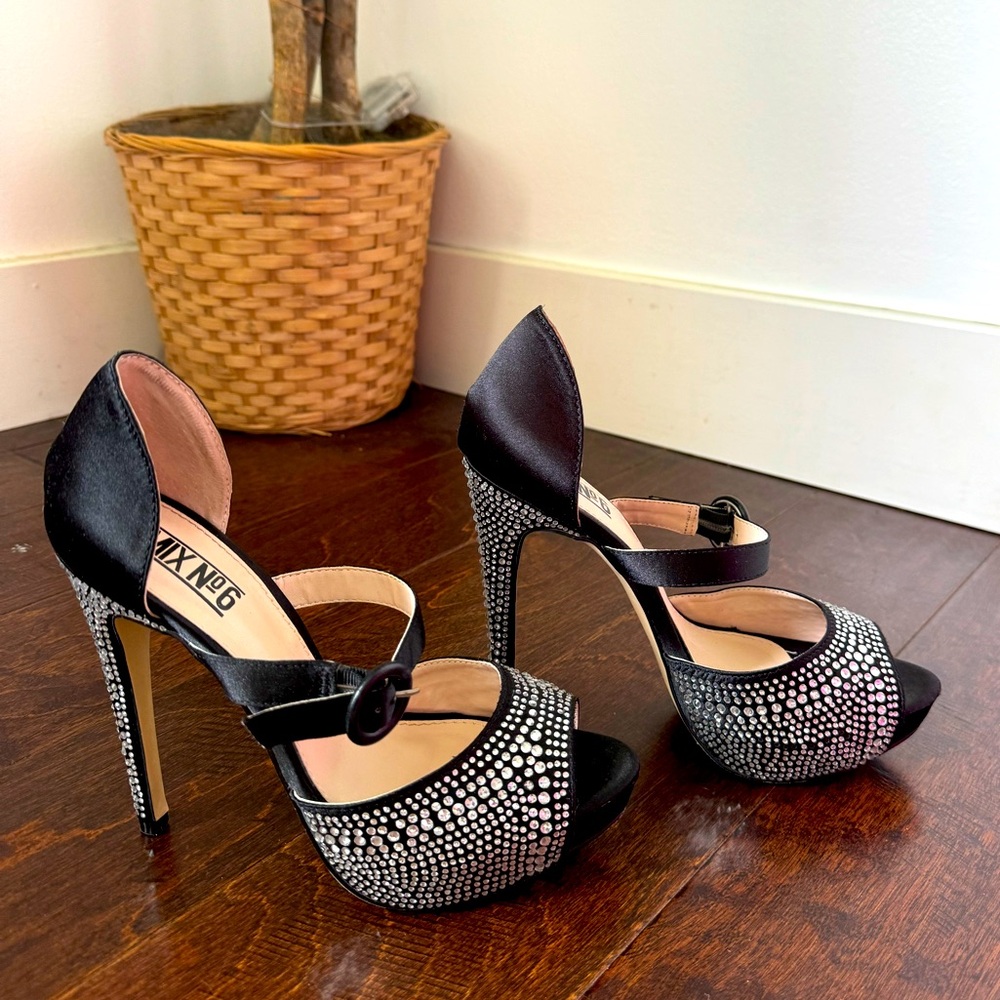 Jeweled black heels